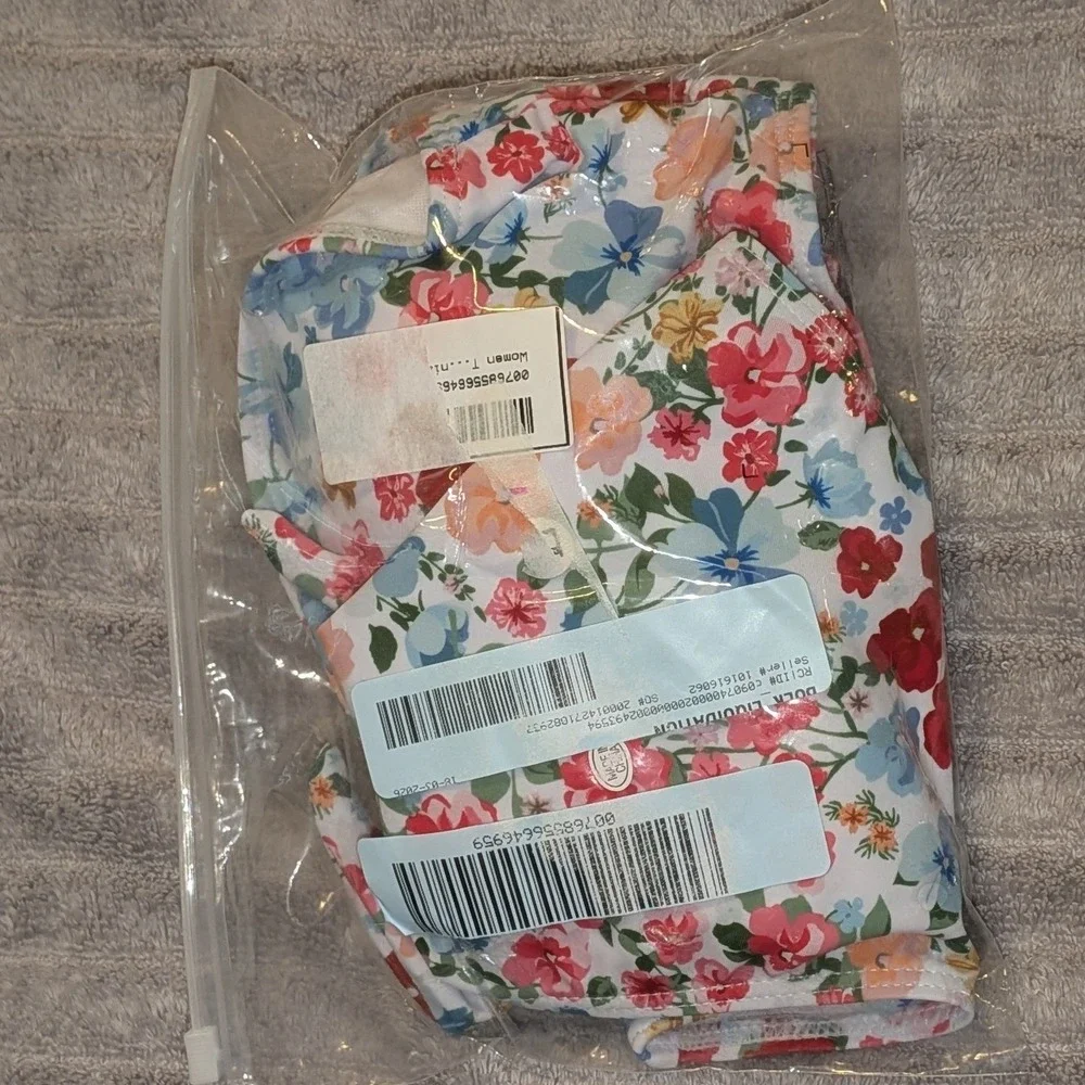 Floral Bandeau Tie Front Bikini Set Multicolor High Cut Swimsuit Large‎